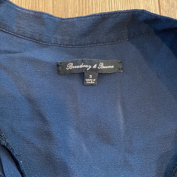 Madewell Silk Navy and Black button up lace top - Picture 3 of 5